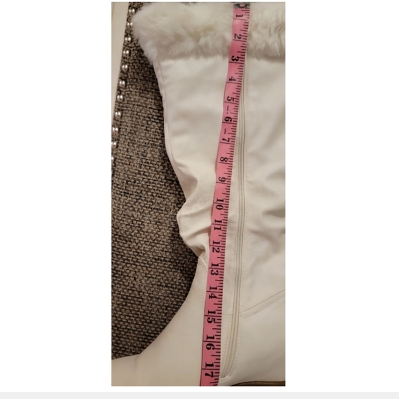 Midnight Velvet Winter White Leather Fur Hidden Wedge Women's Boots Size 11 - Picture 15 of 16